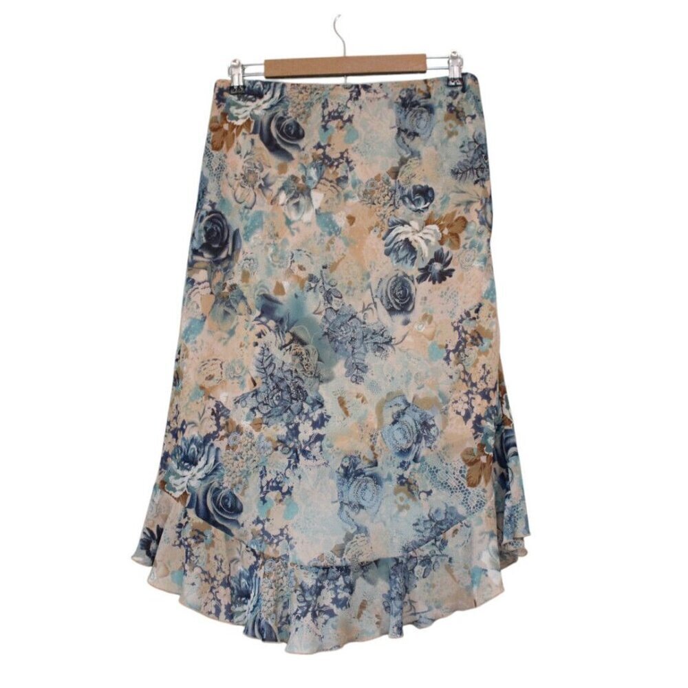 Vintage A Byer Skirt Size Large High Low Ruffle Floral 90s Y2K Grunge Retro Mesh - Picture 8 of 13